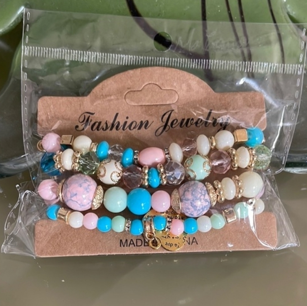 New Multicolor Beaded Bracelet 4 Set